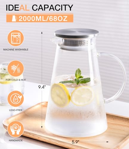 Glass Pitcher with Lid and Handle