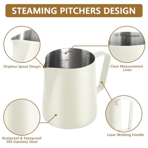 Milk Frothing Pitcher Stainless Milk Cup with Art Pen