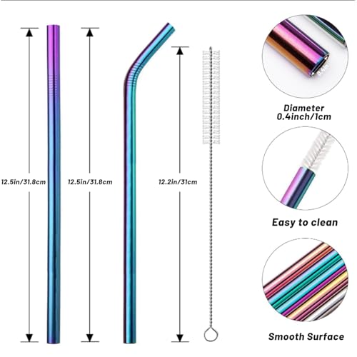 4 Pack 12.5 inchs Long Reusable Straws (4 Count)