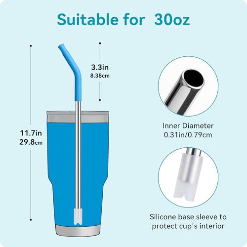 30 oz Straight Metal Straws with Silicone Tip for 30 oz Tumbler