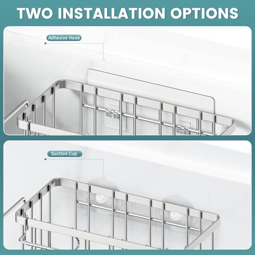 4-in-1 Sponge Holder for Kitchen Sink, Sink Caddy Organizers, Silver