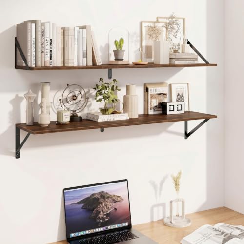 Black Deep Floating Shelves for Wall (2 Count)