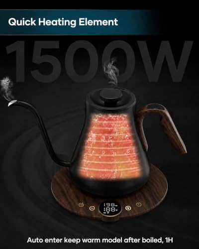 Gooseneck Electric Kettle with ±1℉ Temperature Control 0.9 Liter