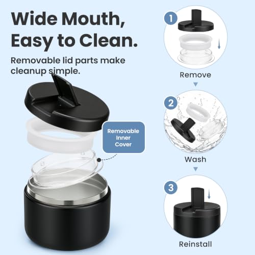 12oz Insulated Vacuum Food Jar with Buckle Lid Wide Mouth Soup Thermo for Hot Food Kids Leakproof Stainless Steel Lunch Container