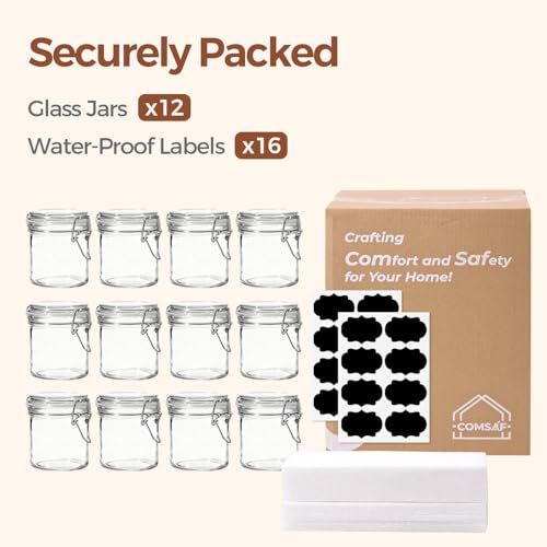 Small 8 oz Glass Jars with Airtight Lids 12 Pack Jam Pantry (12 Count)