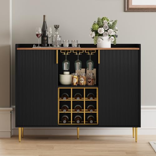 48" Wine Bar Cabinet with Fluted Texture