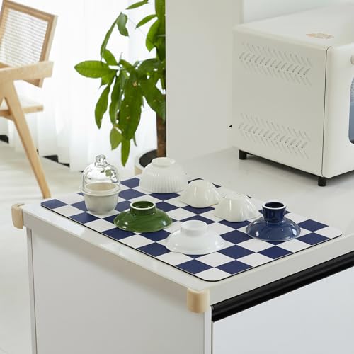 Checkered Dish Drying Mat for Kitchen Counter