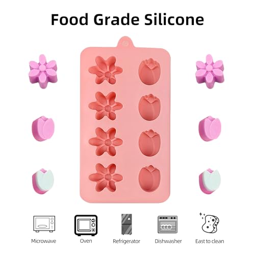 Flower Chocolate Molds 3pcs Tulip Silicone Candy Molds For Ice Cube Resin Soap Cupcake Decoration