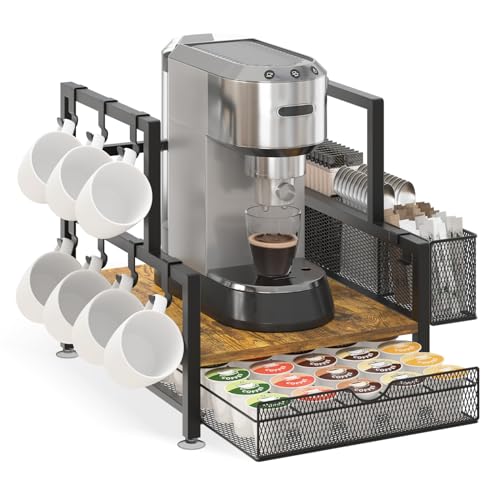 Coffee Bar Station Organizer with K Cup Drawer