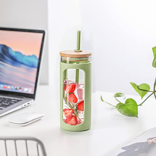 20oz Glass Tumbler with Straw and Lid