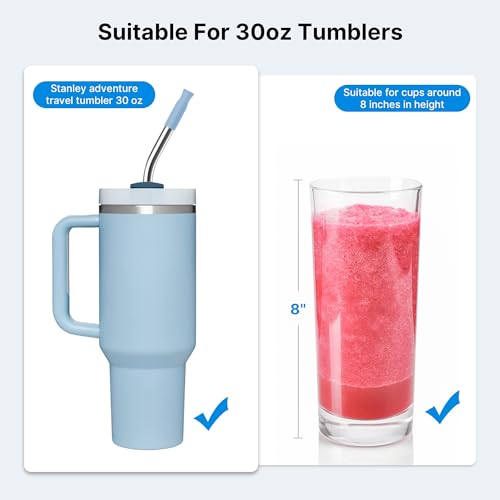 2 Pcs Stainless Steel Straw with Silicone Tips for 30 oz Stanley Tumbler