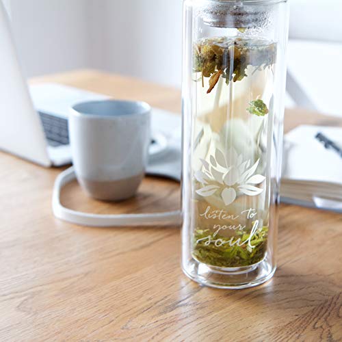 Double Walled Glass Tea Tumbler with Infuser and Strainer 15oz