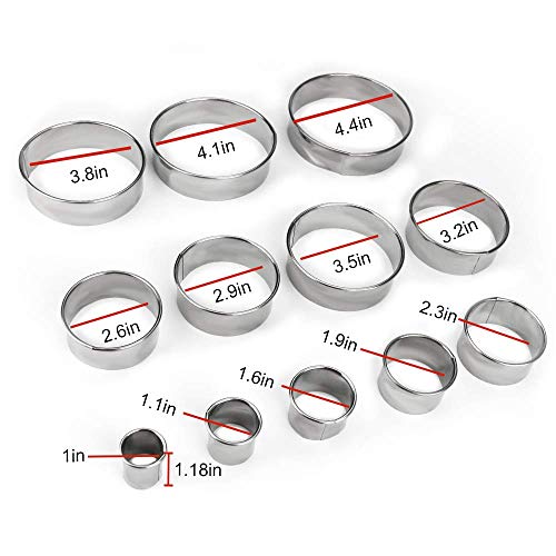 12 Pcs Round Cookie Biscuit Cutter Set (12 Count)