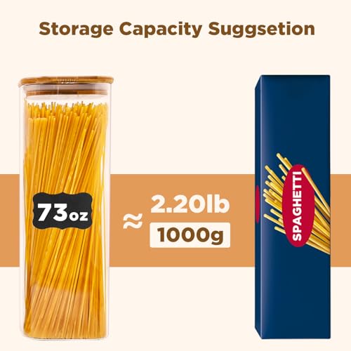Glass Pasta Storage Jars Square 73oz (3 Count)