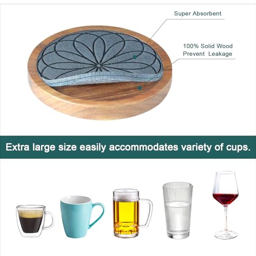 5 Pack Wood Coasters for Drinks