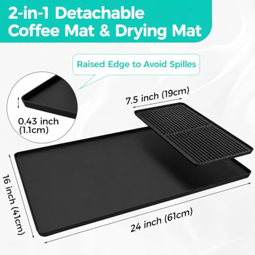 2-in-1 Coffee Mat & Dish Drying Mat Coffee Bar Mats for Countertop Station