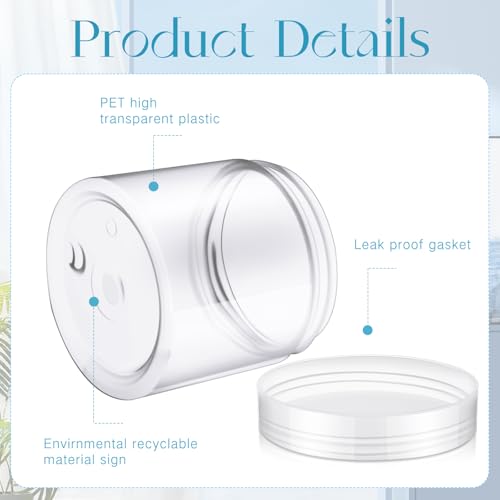 4 Pcs Plastic Jars Wide Mouth with Lids (4 Count)
