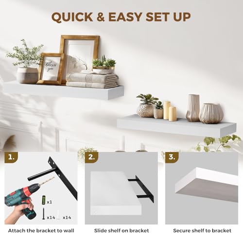 Solid Wood Floating Shelves (2 Count)
