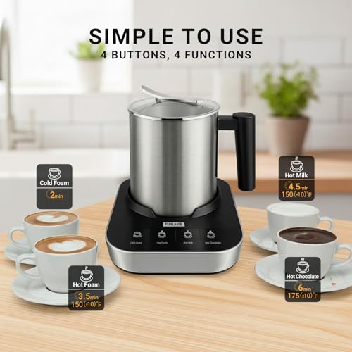 4-in-1 Electric Milk Frother and Steamer with Auto Shut-Off