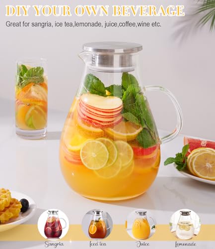 86oz Borosilicate Glass Pitcher with Lid and Handle