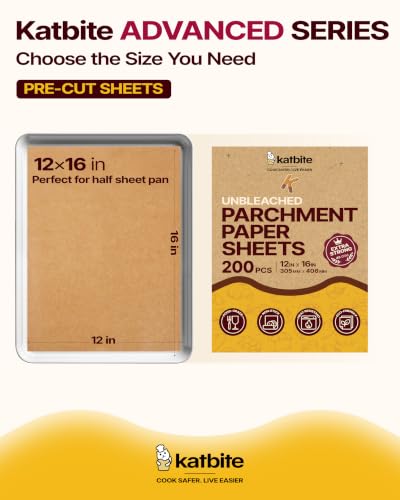 200Pcs 12x16 In Unbleached Parchment Paper for Baking