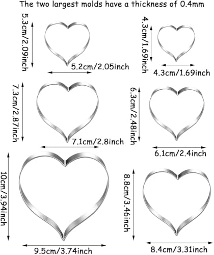 Heart Cookie Cutters Set (6 Count)