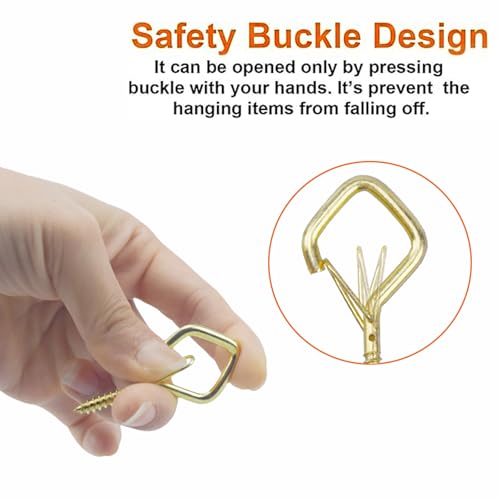 20PCS Eye Screw Hooks for Hanging Heavy Duty with Safety Buckle.Metal Ceiling Hooks for Hanging Plants