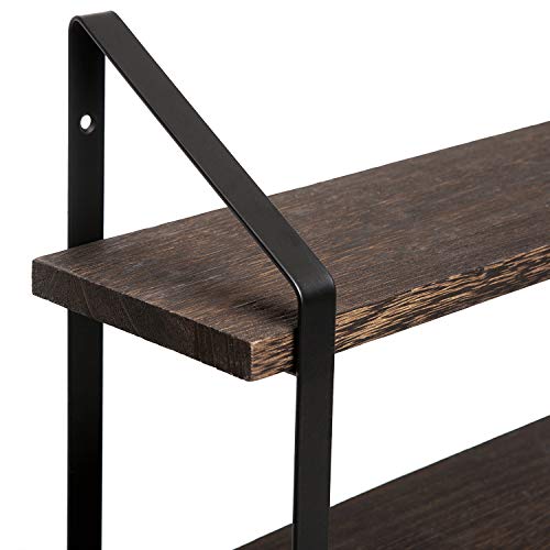 3 Tier Floating Wall Shelf Wood Hanging Shelf with Brackets 23.5 Inch