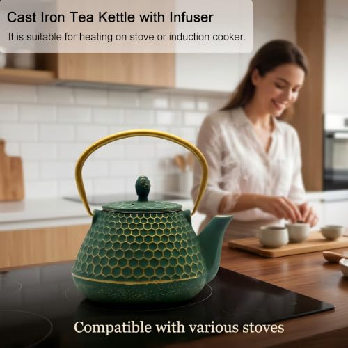 34oz Cast Iron Tea Kettle for Stovetop