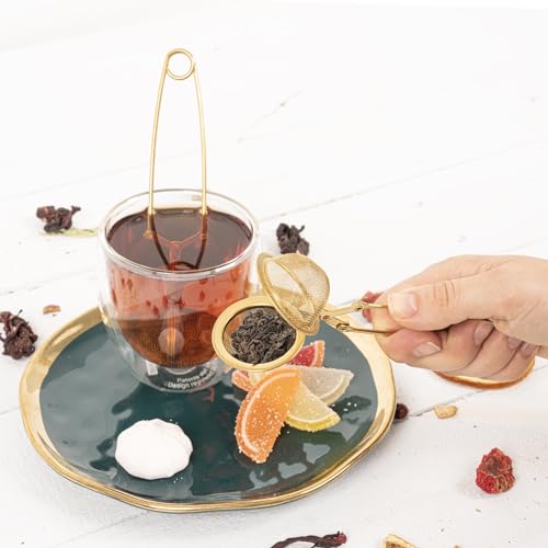 Snap Ball Tea Strainer 3 Pack Tea Infuser with Handle Tea Mesh Infuser Snap Ball Strainer Steep Loose Leaf Tea Infuser Fine Mesh Ball Tea Filter Strainer for Spices and Seasonings (3 Count)