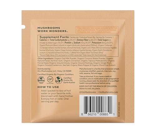 OM Mushrooms SUPERFOODS Creamy Vanilla Chai with Organic Adaptogenic Mushrooms for Energy (2.8 Ounce)