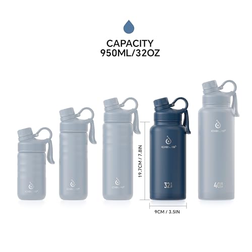 32oz Insulated Stainless Bottle with 2 Leakproof Lids