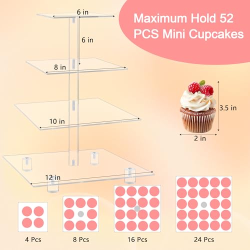 4 Tier Acrylic Cupcake Stand with 6“ Between Two Layers