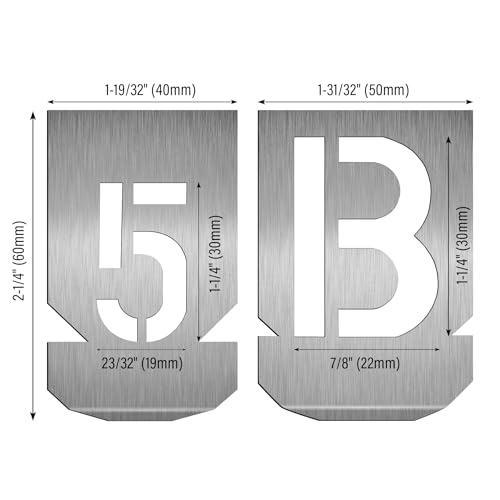 1-1/4"(30mm) Letter Number Stencils Set, 36 Pcs Stainless Steel Templates for Spray Painting, Reusable for Signs, Craf Metal DIY,Journaling, Narrow HT0345-ST-1