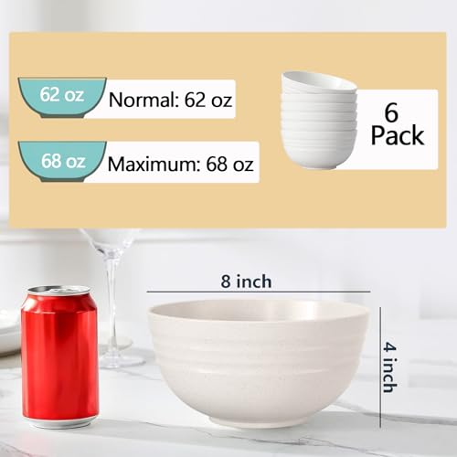 Non Ceramic】 68 Oz Salad Bowls (6 Count)
