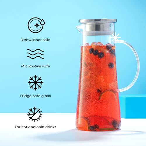 Glass Pitcher with Lid