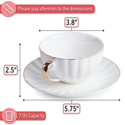 BTaT Cappuccino Cups with Saucers 7 oz (6 Count)