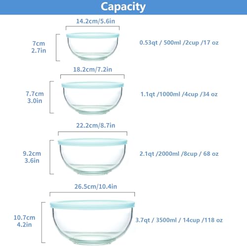 8 Piece Glass Bowls with Lids (8 Count)