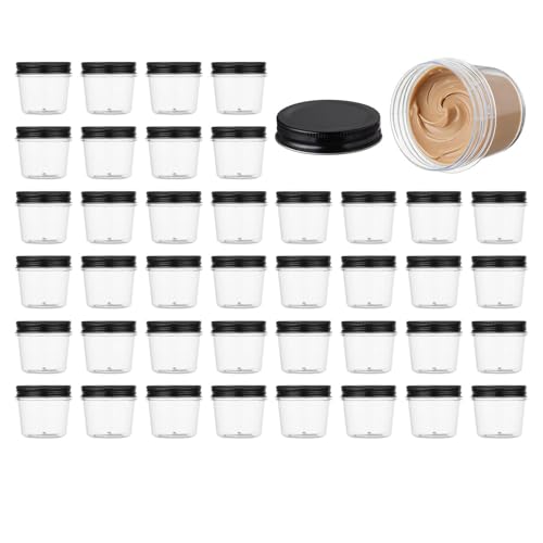4 oz Plastic Small Mason Jars and Small Plastic Jars with Lids (40 Count)