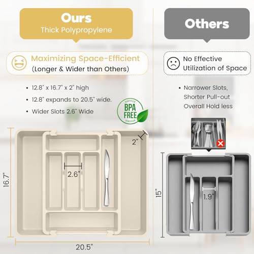 Large Silverware Organizer Tray for Kitchen Drawer Utensils Thicker