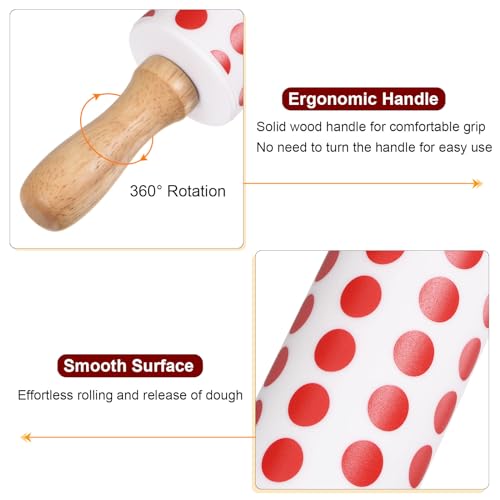 Silicone Rolling Pins for Baking 9 Inch Wooden Handle Non Stick Rolling Pin Small Roller Playdough Rolling Pins for Dough Pizza Pastry Fondant Kitchen
