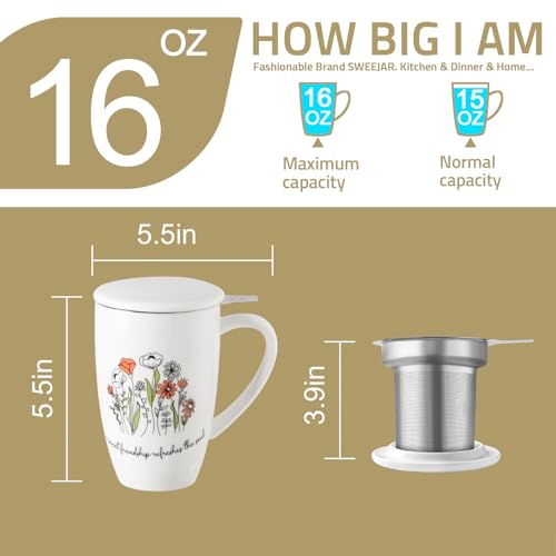 Sweejar Porcelain Tea Infuser Mug with Lid