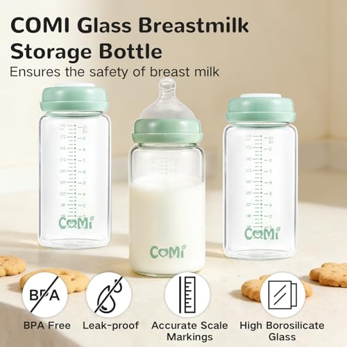 Wide Neck Glass Breastmilk Collection n Storage Bottle (2 Count)