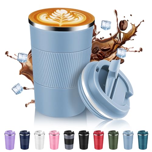 13 oz Stainless Steel Insulated Travel Coffee Mug with Fip Lid