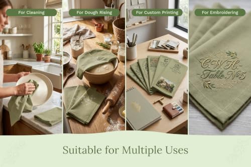 Organic Cotton Bulk Sage Green Flour Sack Kitchen Towels (10 Count)