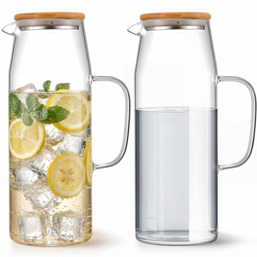 2 Sets Glass Pitcher with Lid (2 Count)