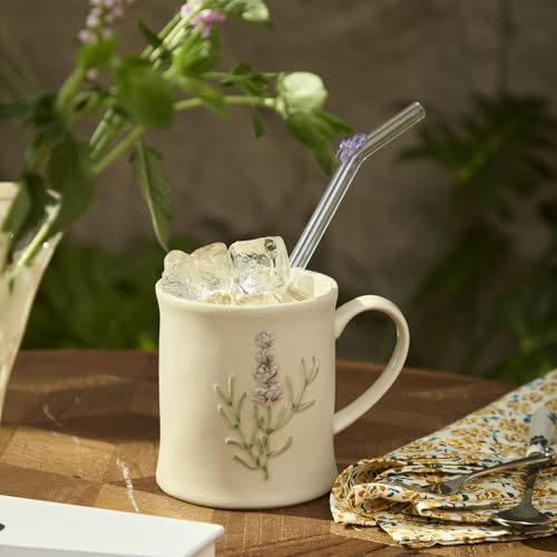 Artisanal Handcrafted Ceramic Mug with Sage Botanical Design