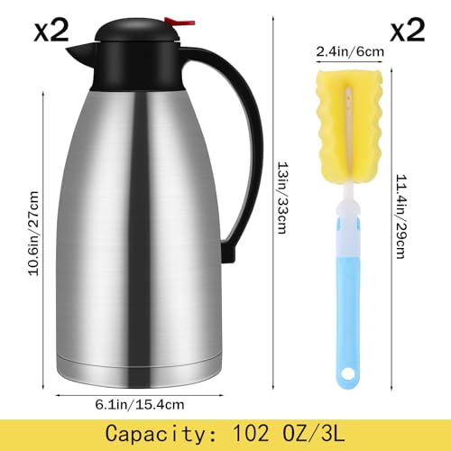 2 Pcs 102 oz Stainless Steel Thermal Coffee Carafe (2 Count)