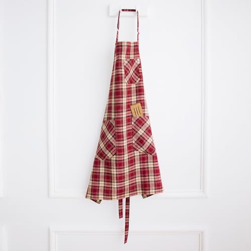 100% Pure Linen Apron Burgundy Adjustable