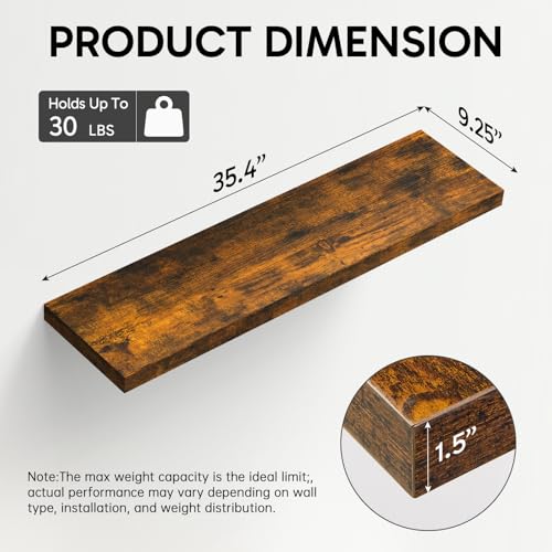 Rustic Brown Floating Shelves 35.4in